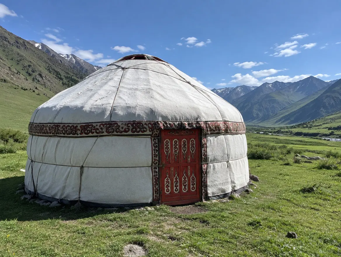 Юрта 6-канатная, ручная работа, кийиз и чий в комплекте — фото 1